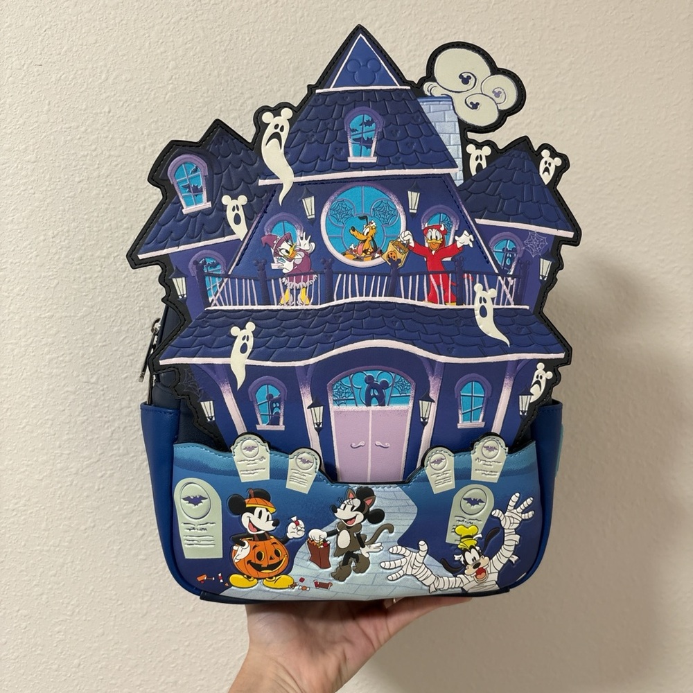 LOUNGEFLY EXCLUSIVE - Mickey and Friends Halloween Glow Haunted House Backpack